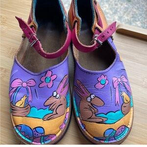 Soletech Vintage Leather Painted Hand Painted Color Block Handmade Artist Sandal